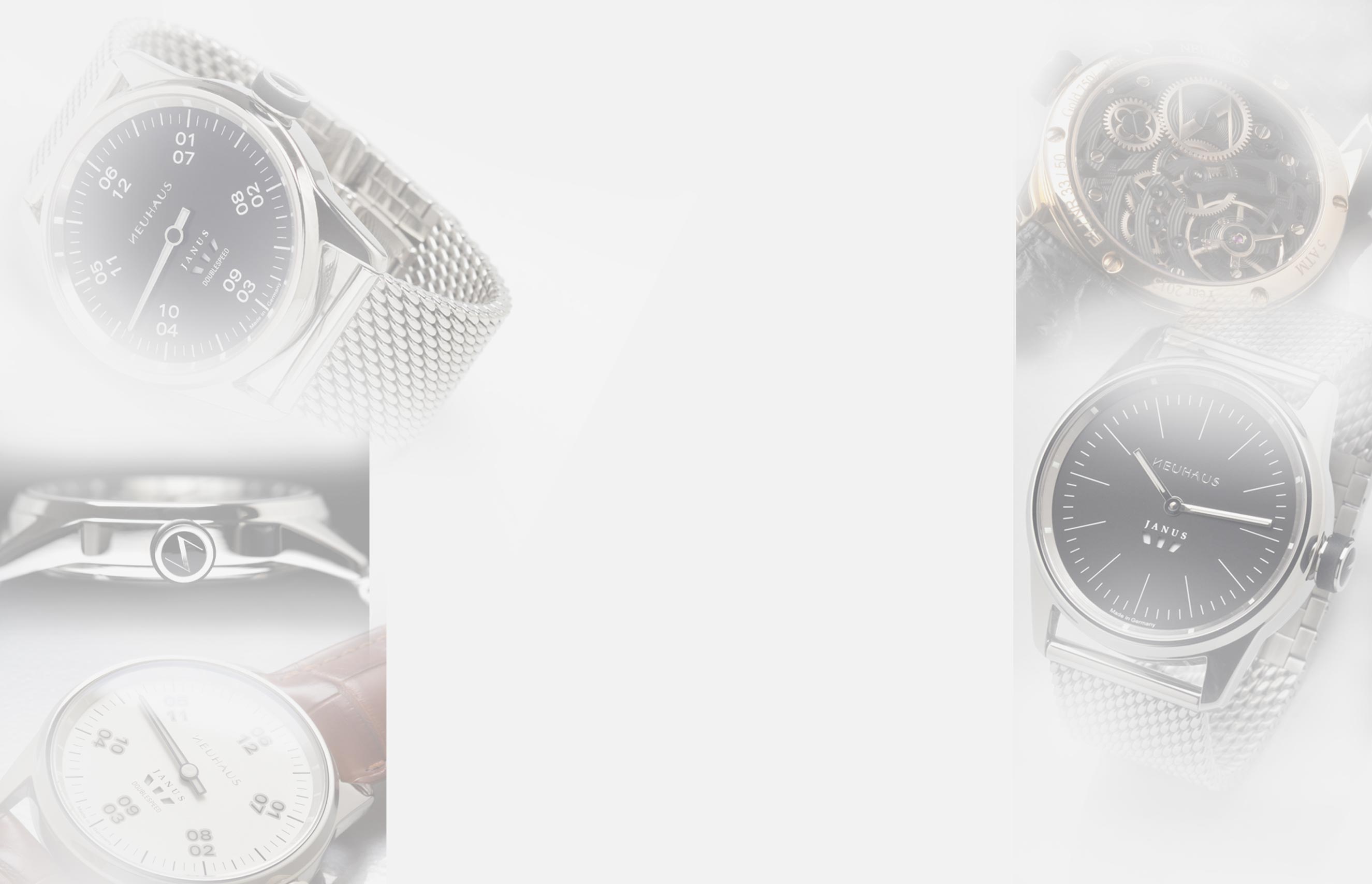 Einzeigeruhren von NEUHAUS Timepieces, Model JANUS DoubleSpeed, blogback